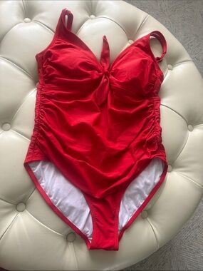 Women’s' Red One-Piece Swim Suit with Front Tie